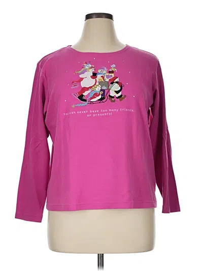 Pre-owned Quacker Factory 3/4 Sleeve T-shirt In Pink