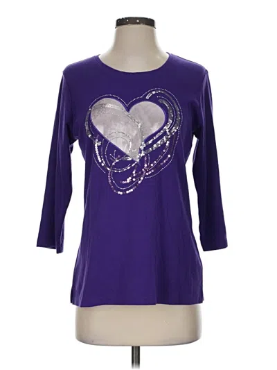 Pre-owned Quacker Factory 3/4 Sleeve T-shirt In Purple
