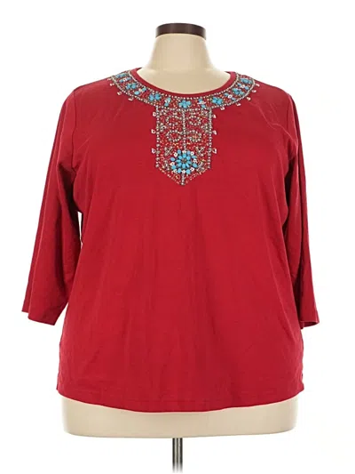 Pre-owned Quacker Factory 3/4 Sleeve T-shirt In Red