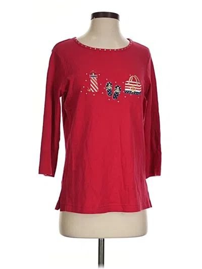 Pre-owned Quacker Factory 3/4 Sleeve T-shirt In Red