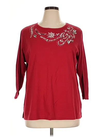 Pre-owned Quacker Factory 3/4 Sleeve T-shirt In Red