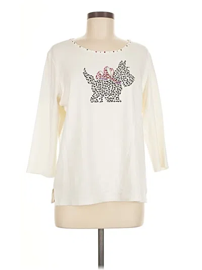 Pre-owned Quacker Factory 3/4 Sleeve T-shirt In White