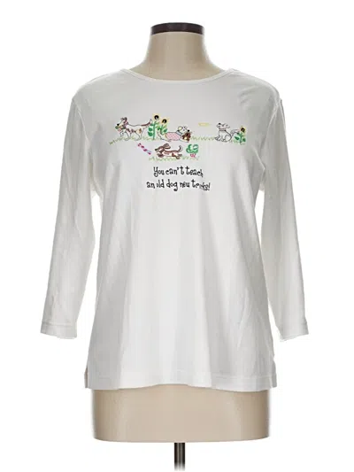 Pre-owned Quacker Factory 3/4 Sleeve T-shirt In White