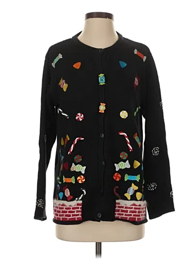 Pre-owned Quacker Factory Cardigan Sweater In Black