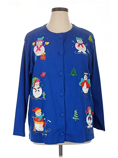 Pre-owned Quacker Factory Cardigan Sweater In Blue
