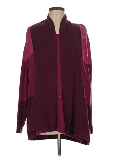 Pre-owned Quacker Factory Cardigan Sweater In Burgundy