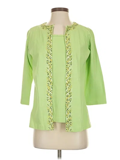 Pre-owned Quacker Factory Cardigan Sweater In Green