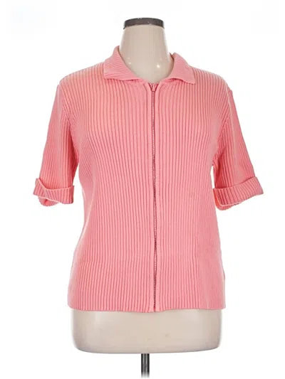 Pre-owned Quacker Factory Cardigan Sweater In Pink