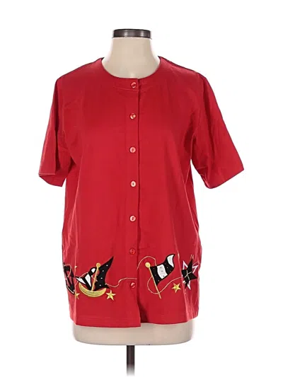 Pre-owned Quacker Factory Cardigan Sweater In Red