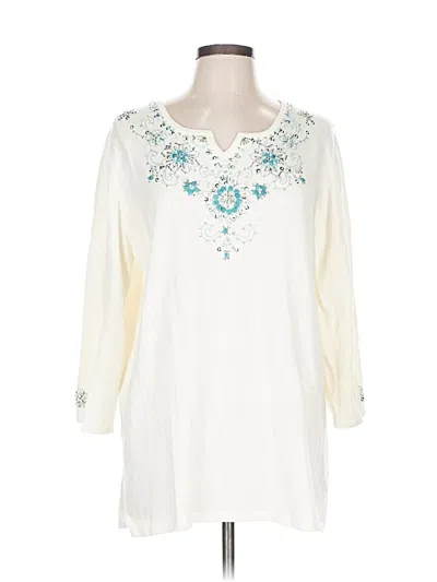 Pre-owned Quacker Factory Cardigan Sweater In White