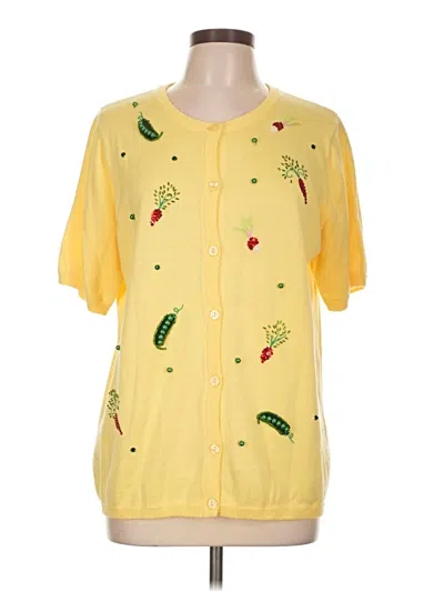 Pre-owned Quacker Factory Cardigan Sweater In Yellow