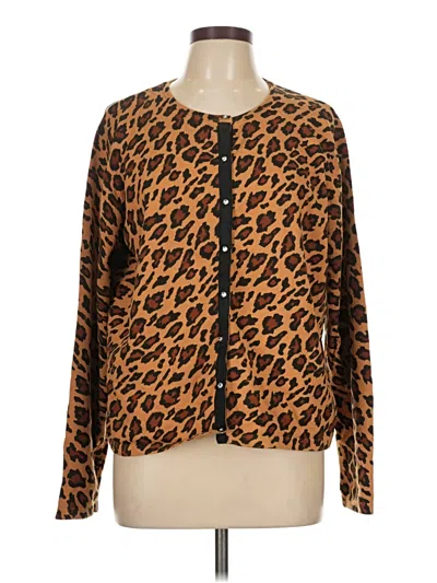 Pre-owned Quacker Factory Long Sleeve Blouse In Brown