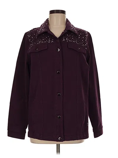 Pre-owned Quacker Factory Long Sleeve Blouse In Burgundy