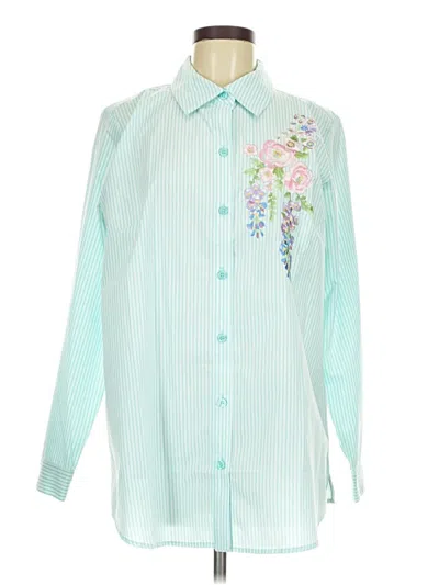 Pre-owned Quacker Factory Long Sleeve Blouse In Green