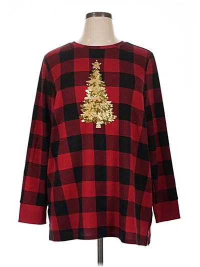 Pre-owned Quacker Factory Long Sleeve Blouse In Red