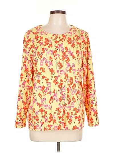 Pre-owned Quacker Factory Long Sleeve Blouse In Yellow
