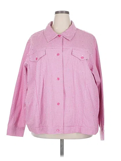 Pre-owned Quacker Factory Long Sleeve Button Down Shirt In Pink