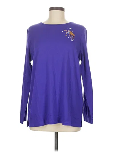 Pre-owned Quacker Factory Long Sleeve Top Purple Crew Neck Tops