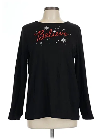 Pre-owned Quacker Factory Long Sleeve T-shirt In Black