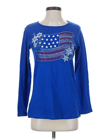 Pre-owned Quacker Factory Long Sleeve T-shirt In Blue