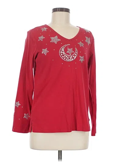 Pre-owned Quacker Factory Long Sleeve T-shirt In Red