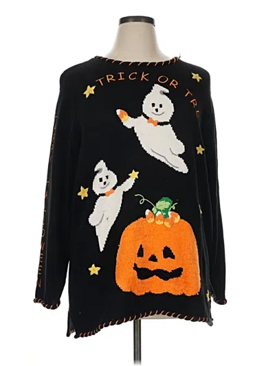 Pre-owned Quacker Factory Pullover Sweater In Black