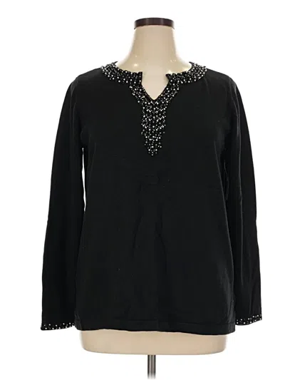 Pre-owned Quacker Factory Pullover Sweater In Black