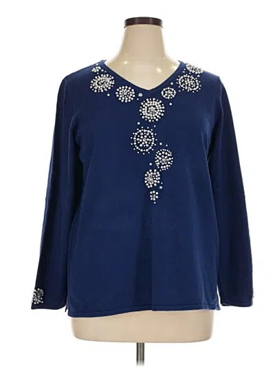 Pre-owned Quacker Factory Pullover Sweater In Blue