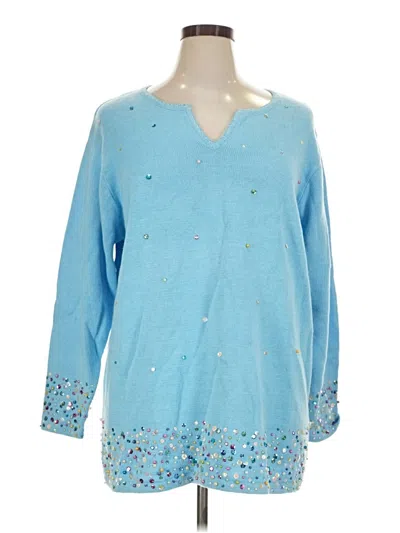 Pre-owned Quacker Factory Pullover Sweater In Blue