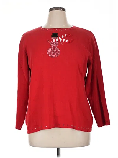 Pre-owned Quacker Factory Pullover Sweater In Red