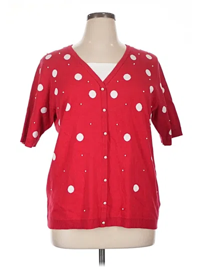 Pre-owned Quacker Factory Short Sleeve Blouse In Red