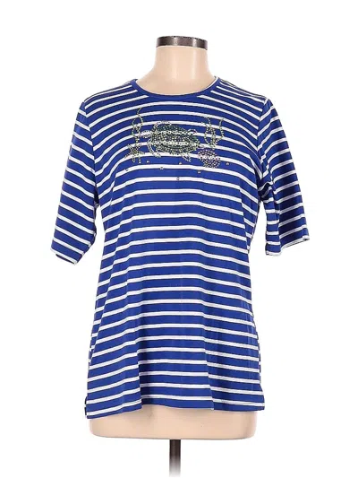 Pre-owned Quacker Factory Short Sleeve T-shirt In Blue