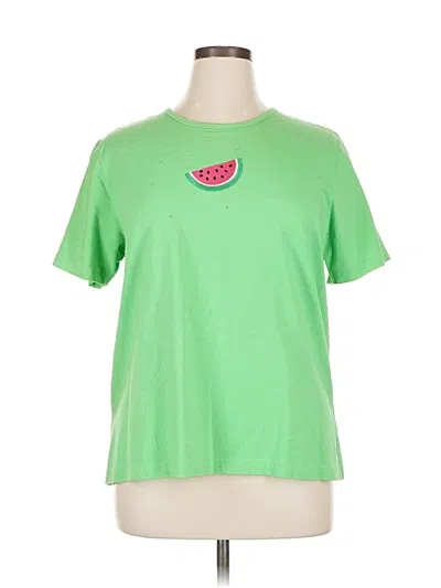 Pre-owned Quacker Factory Short Sleeve T-shirt In Green