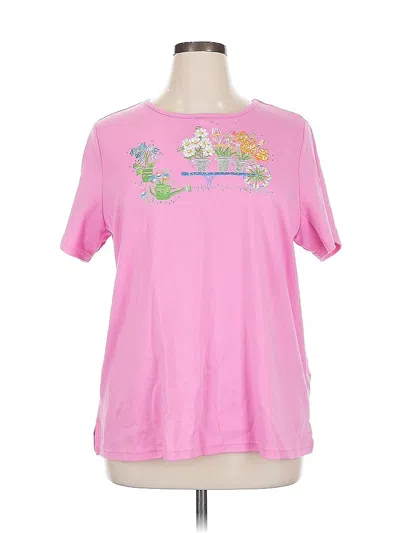 Pre-owned Quacker Factory Short Sleeve T-shirt In Pink