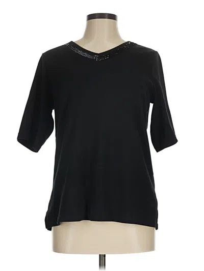 Pre-owned Quacker Factory Short Sleeve Top Black V-neck Tops