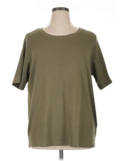 Pre-owned Quacker Factory Short Sleeve Top Green Crew Neck Tops