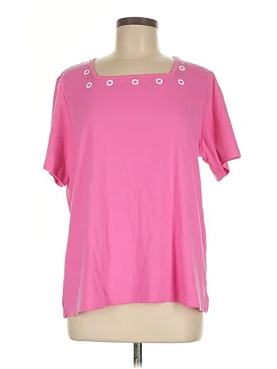 Pre-owned Quacker Factory Short Sleeve Top Pink Scoop Neck Tops