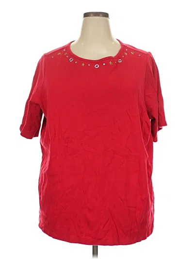 Pre-owned Quacker Factory Short Sleeve Top Red Scoop Neck Tops