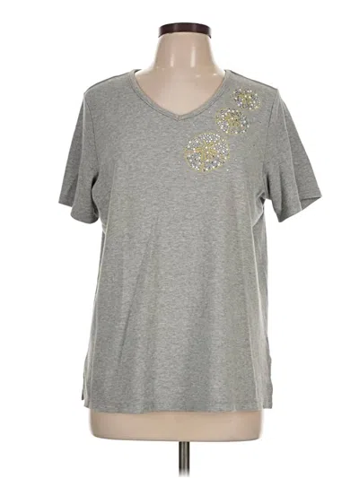 Pre-owned Quacker Factory Short Sleeve T-shirt In Gray