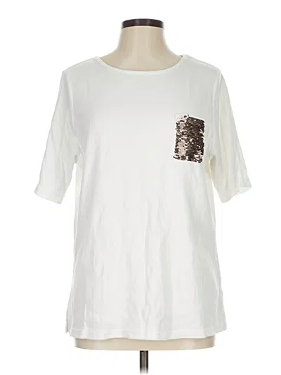 Pre-owned Quacker Factory Short Sleeve T-shirt In Ivory