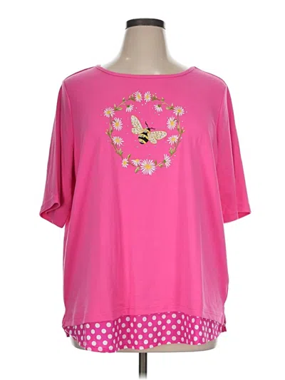 Pre-owned Quacker Factory Short Sleeve T-shirt In Pink