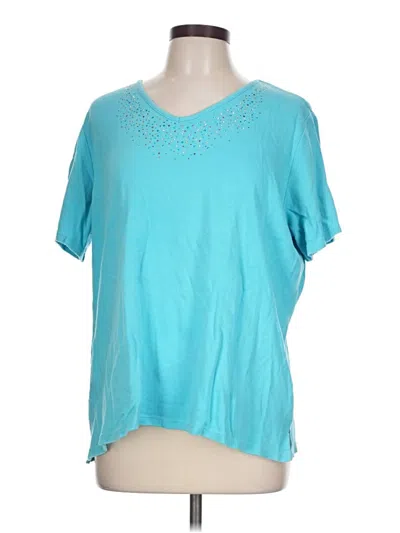 Pre-owned Quacker Factory Short Sleeve T-shirt In Teal