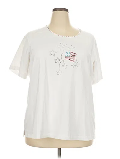 Pre-owned Quacker Factory Short Sleeve T-shirt In White