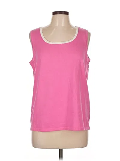 Pre-owned Quacker Factory Sleeveless Top Pink Solid Pattern Scoop Neck Tops