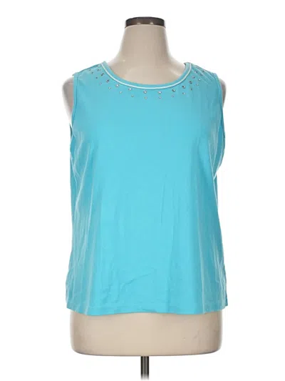 Pre-owned Quacker Factory Sleeveless Top Teal Scoop Neck Tops