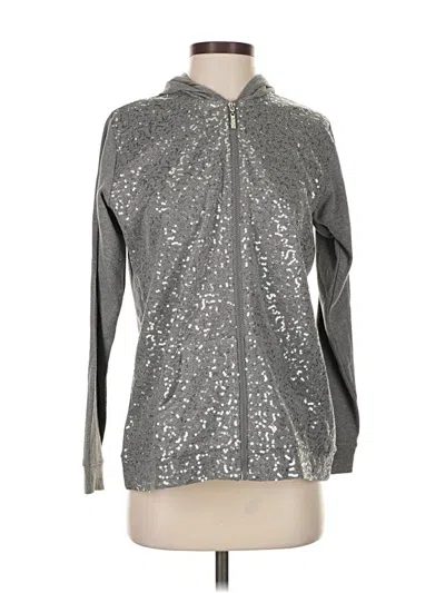 Pre-owned Quacker Factory Zip Up Hoodie In Silver