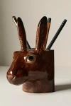Quail Ceramics Animal Pencil Pot In Brown
