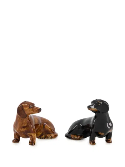 Quail Ceramics Dachshund Salt And Pepper (set Of Two) In Black