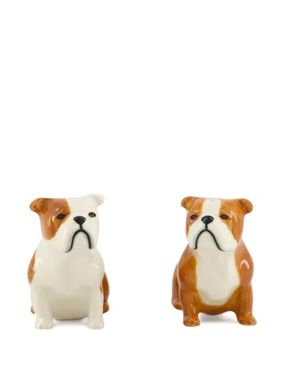 Quail Ceramics English Bulldog Salt And Pepper Shaker (set Of Two) In Brown