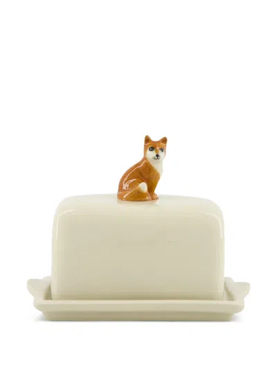 Quail Ceramics Fox Butter Dish In White